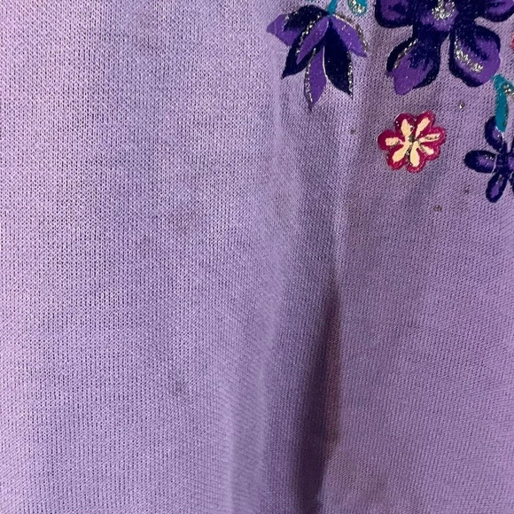Haband Hummingbird Floral Glitter Sweater Light Purple Collared Pink Blue Knit - Picture 9 of 12
